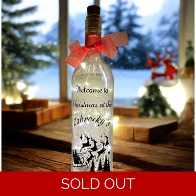 Welcome to Christmas at ours Personalised Wine Bottle Light